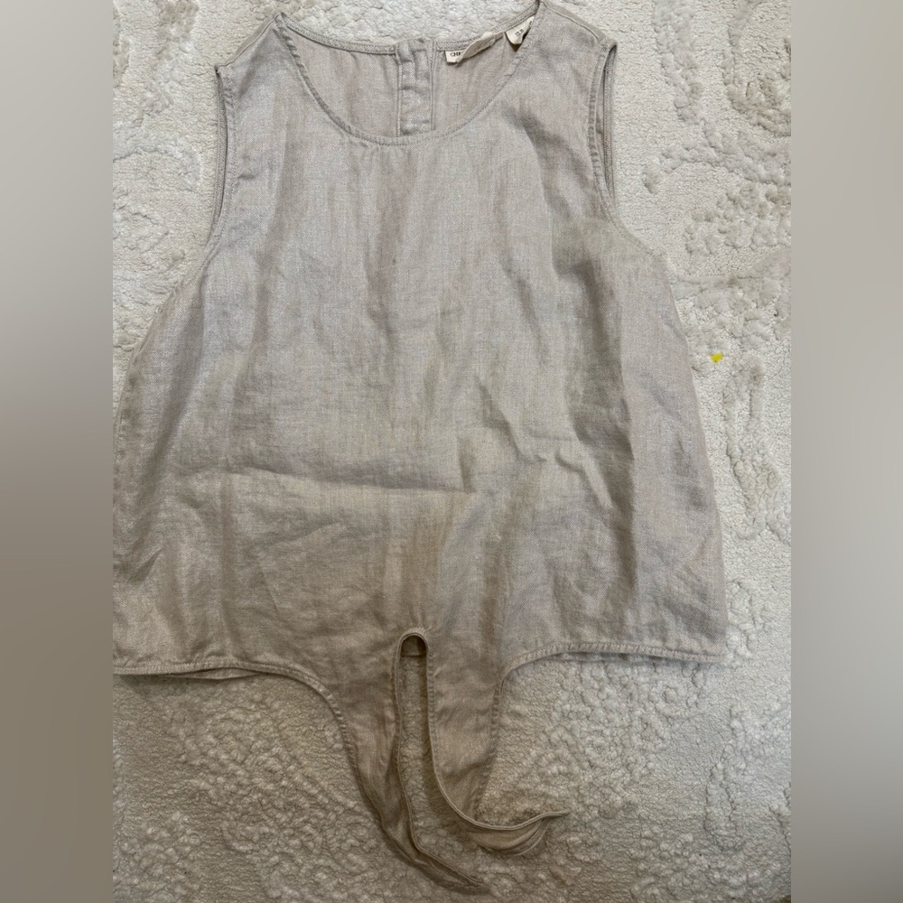 Christian Siriano Light Beige Linen-Blend Sleeveless Tank